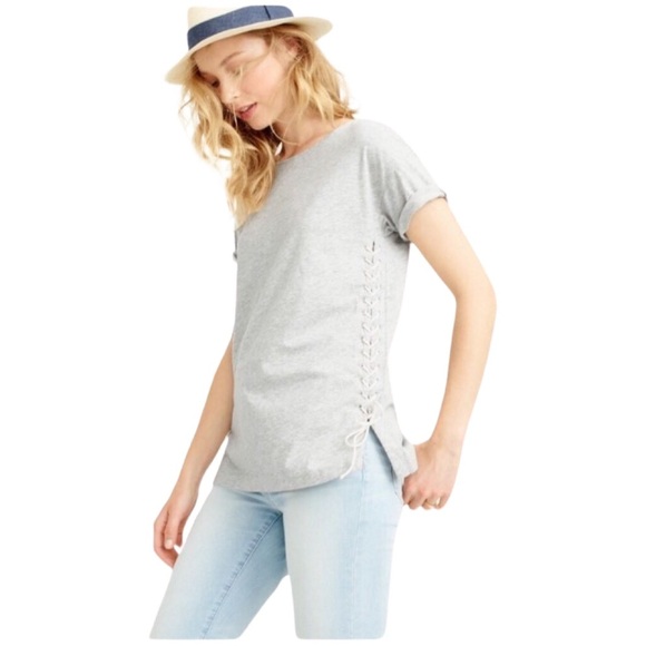 J. CREW Lace Up Side Thanks Tee - Picture 1 of 13